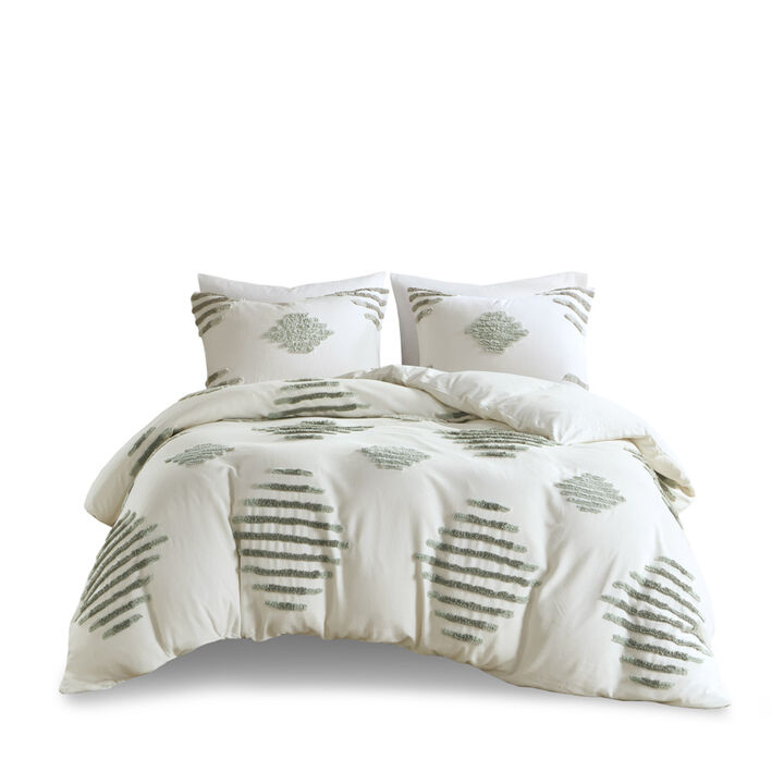 Gracie Mills Mitch Modern Tufted Chenille 3-Piece Duvet Cover Set