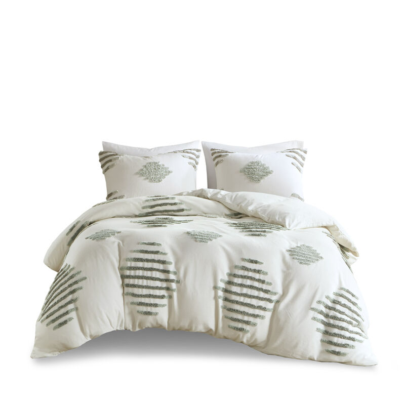 Gracie Mills Mitch Modern Tufted Chenille 3-Piece Duvet Cover Set