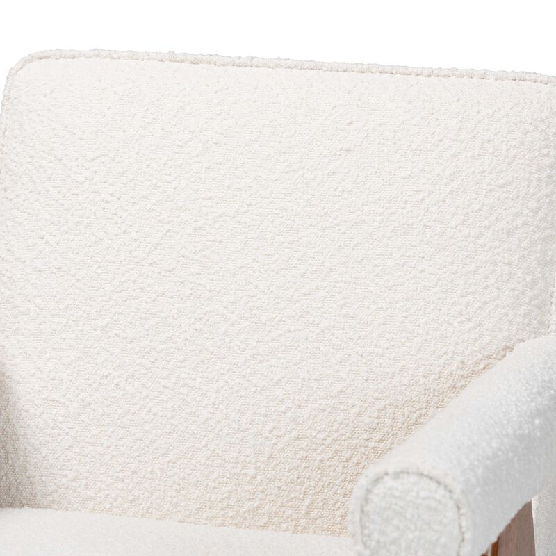 Baxton Studio Georgina Japandi Cream Boucle and Walnut Brown Wood Accent Chair