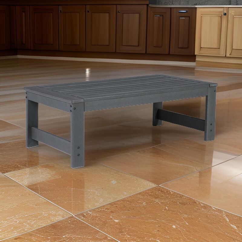 Wigo 48 Inch Outdoor Coffee Table, Slatted Top, Modern Style, Charcoal Gray - Benzara