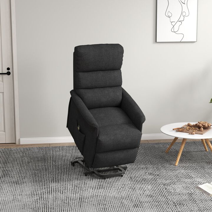 Power Lift Chair for Ease-Loving Adults, Electric Lift Recliner Chair with Remote Control, Side Pockets for Living Room, Black