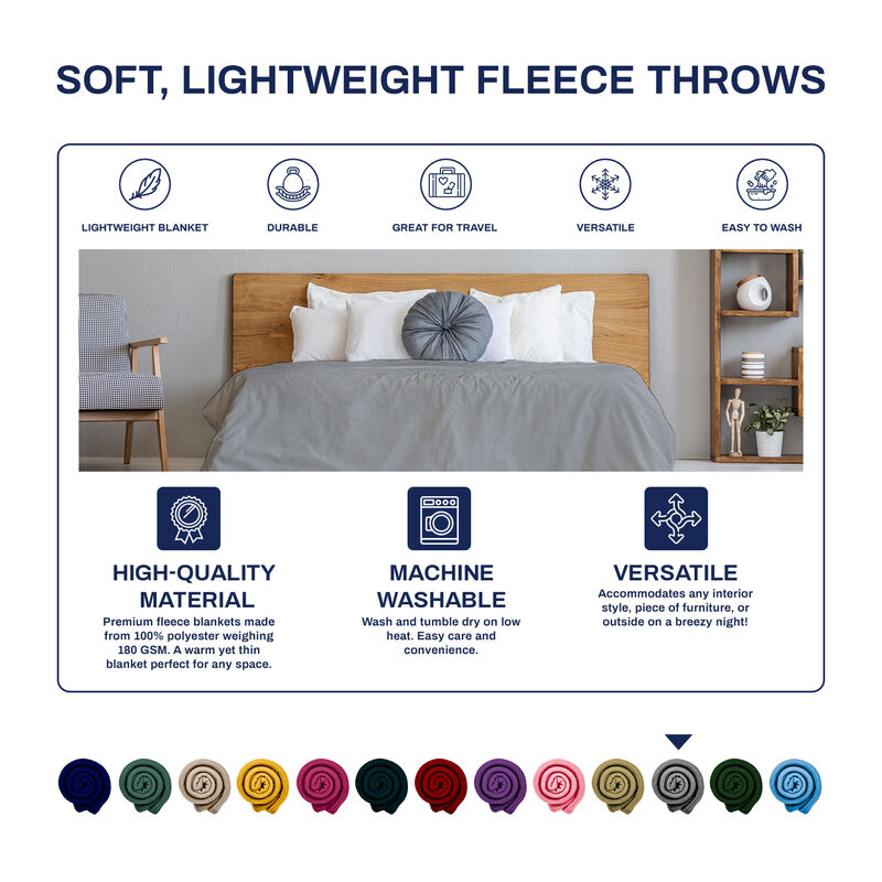 Versatile 50 x 60 Cozy Premium Fleece Throw Blanket - 12 Pack