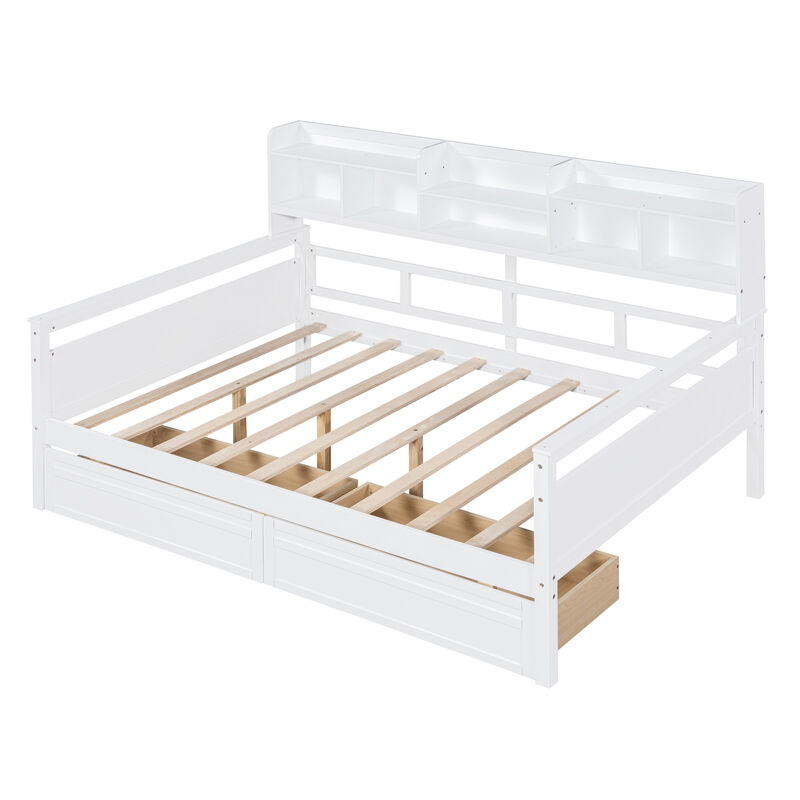 Merax Modern Daybed Bed with  Storage Shelves