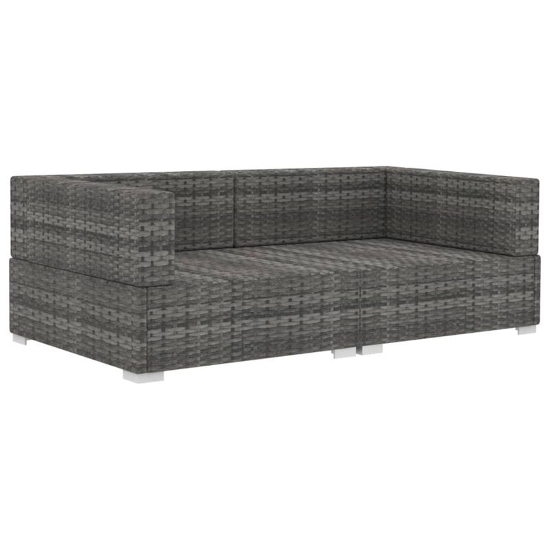 vidaXL 2 Piece Garden Sofa Set with Cushions Poly Rattan Gray