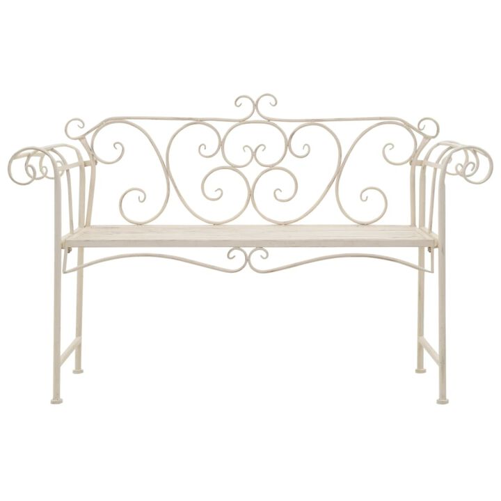 vidaXL Garden Bench 52" Metal Antique White