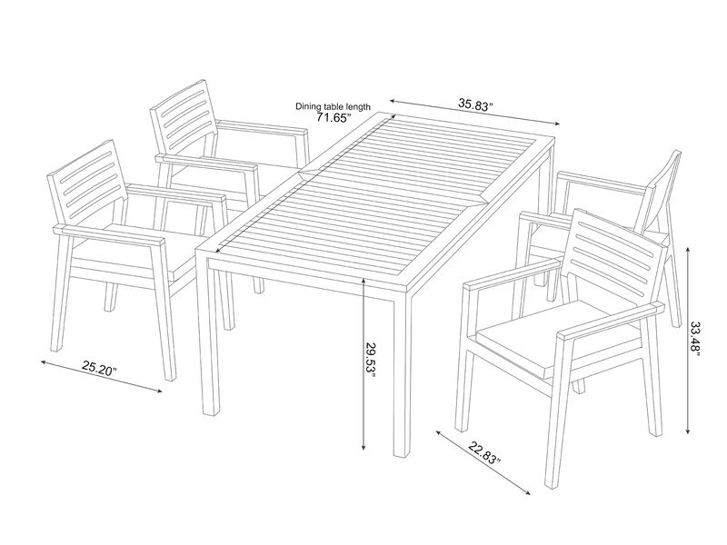Rhodes 5 Piece Patio Dining Set with 72 in. Table