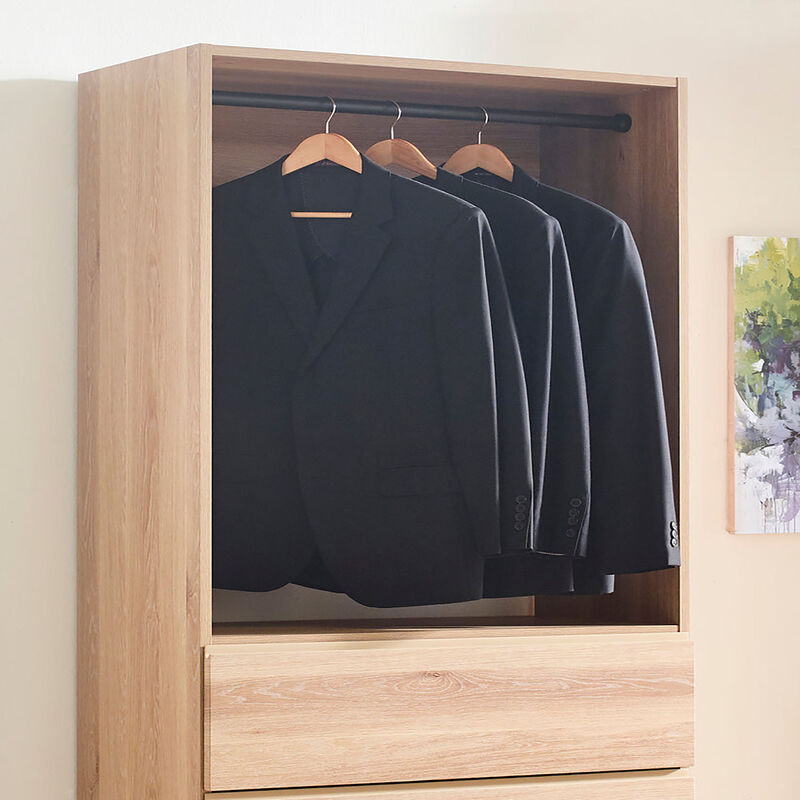Prosper 32" Oak Wood Walk-in Closet with Four Drawers