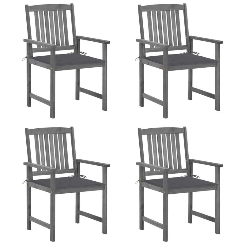 vidaXL Director's Chairs with Cushions 4 pcs Gray Solid Acacia Wood