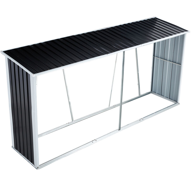 Streamdale Outdoor Graynized Steel Firewood Rack with Roof, 129.9"