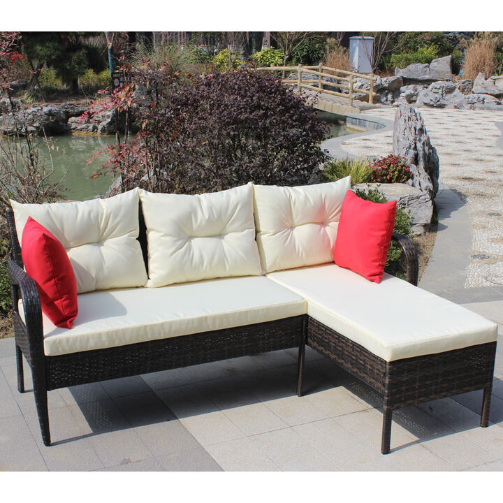 Outdoor Patio Furniture Sets 2 Piece Conversation Set Wicker Rattan Sectional Sofa With Seat