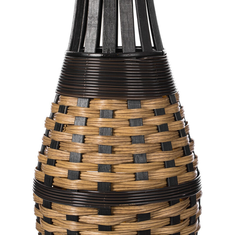 Elegant Antique 34-inch-tall Trumpet Style Floor Vase - Versatile Entryway or Living Room, or Bedroom Decor with Decorative Bamboo Rope Accent - Rich Brown Finish – Modern Statement Vase