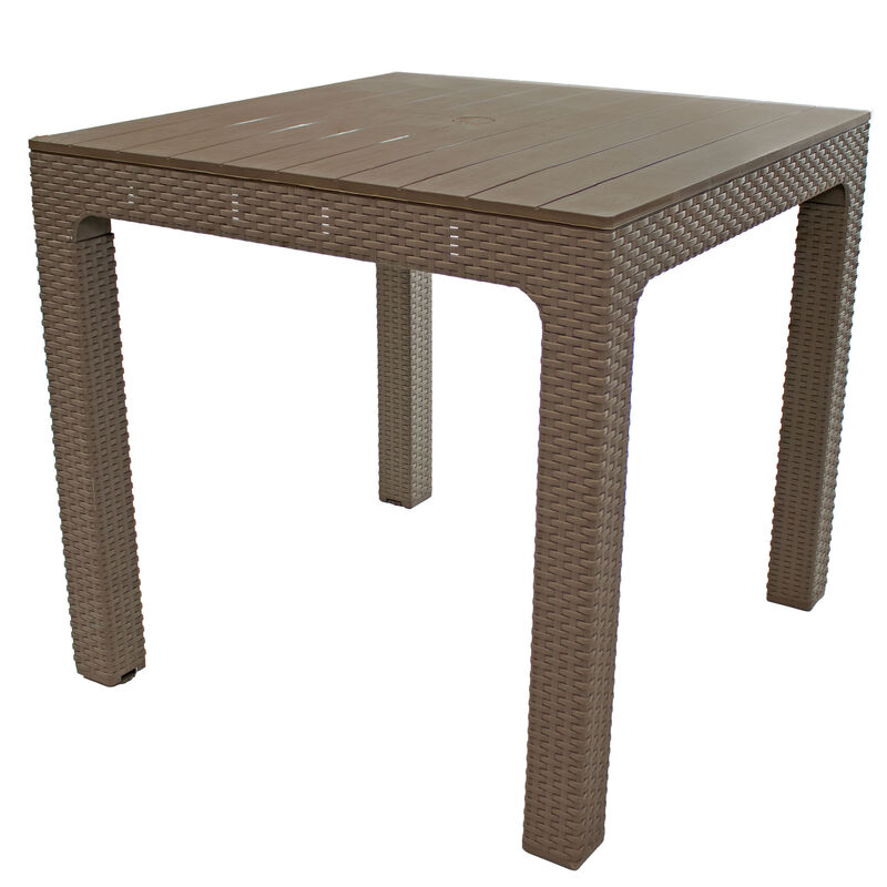 Sunnydaze Square Polypropylene Outdoor Dining Table - Champagne - 29.5 in