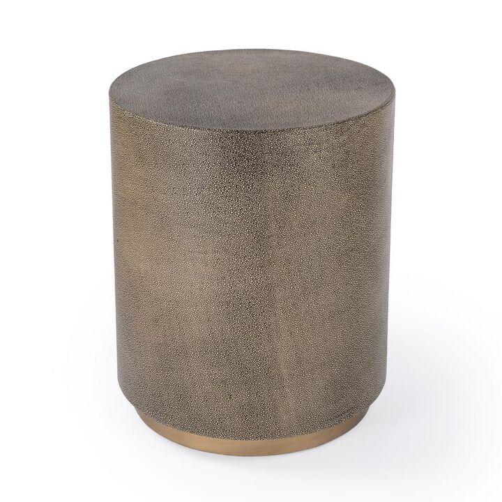 Leather Round Accent Table, Brown, Belen Kox