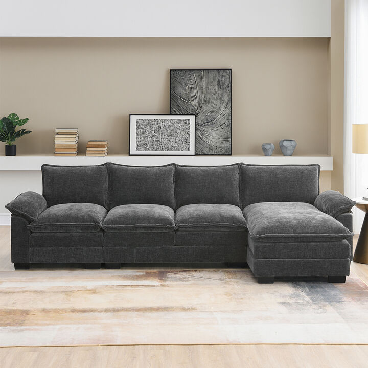 Merax Modern Chenille Sectional Sofa with Storage Pockets