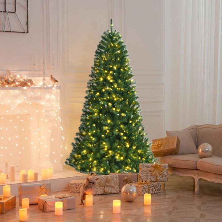 Hivvago 6/7/8 Feet Artificial Christmas Tree with Remote-controlled Color-changing LED Lights