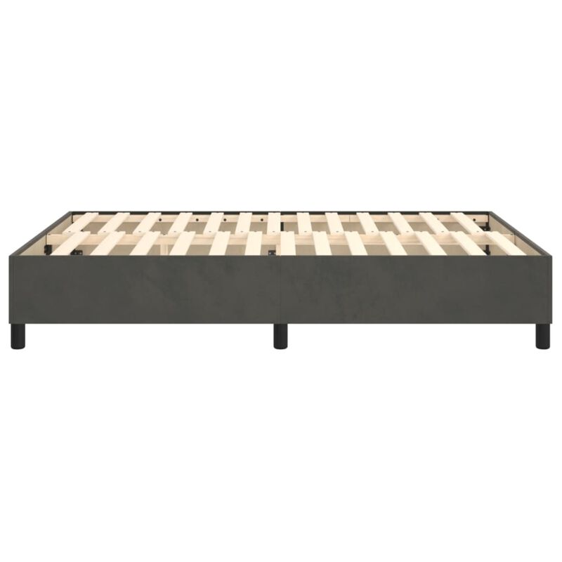 vidaXL Modern Velvet Box Spring Bed Frame, Dark Gray, Queen Sized, 59.8"x79.9", Plywood & Engineered Wood Construction