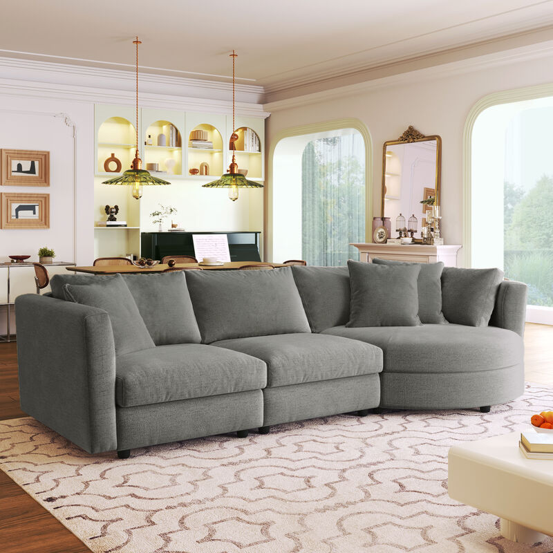 Merax Modern Fabric Sofa with Three Pillows