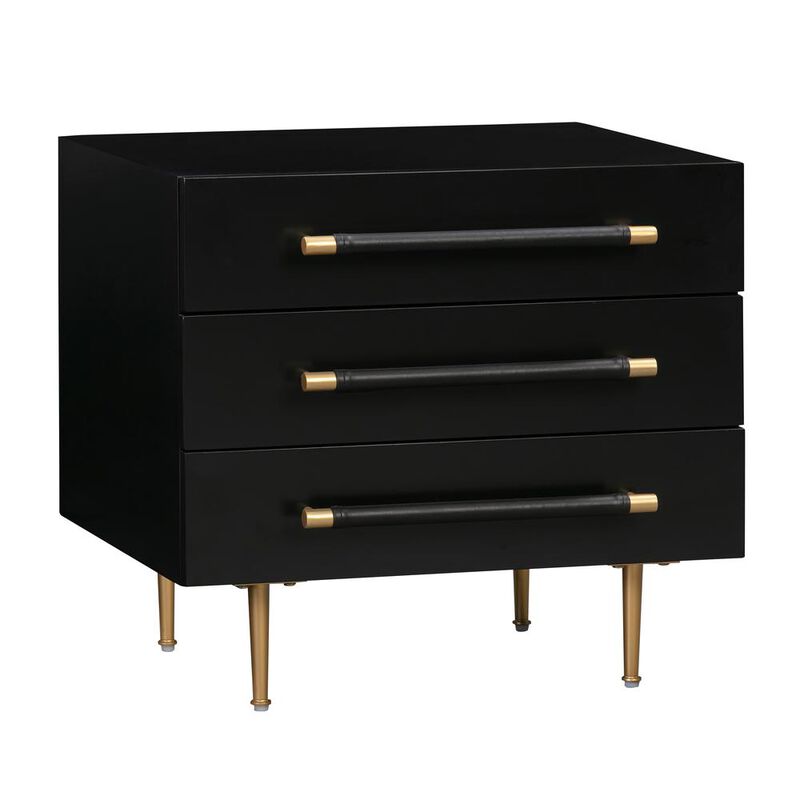 Belen Kox Noir Modern 2 Drawer Nightstand, Belen Kox