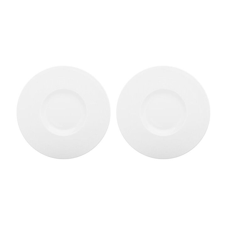 Porcelain Madrid dia.12.25" Round White Porcelain Plate (Set of 2)