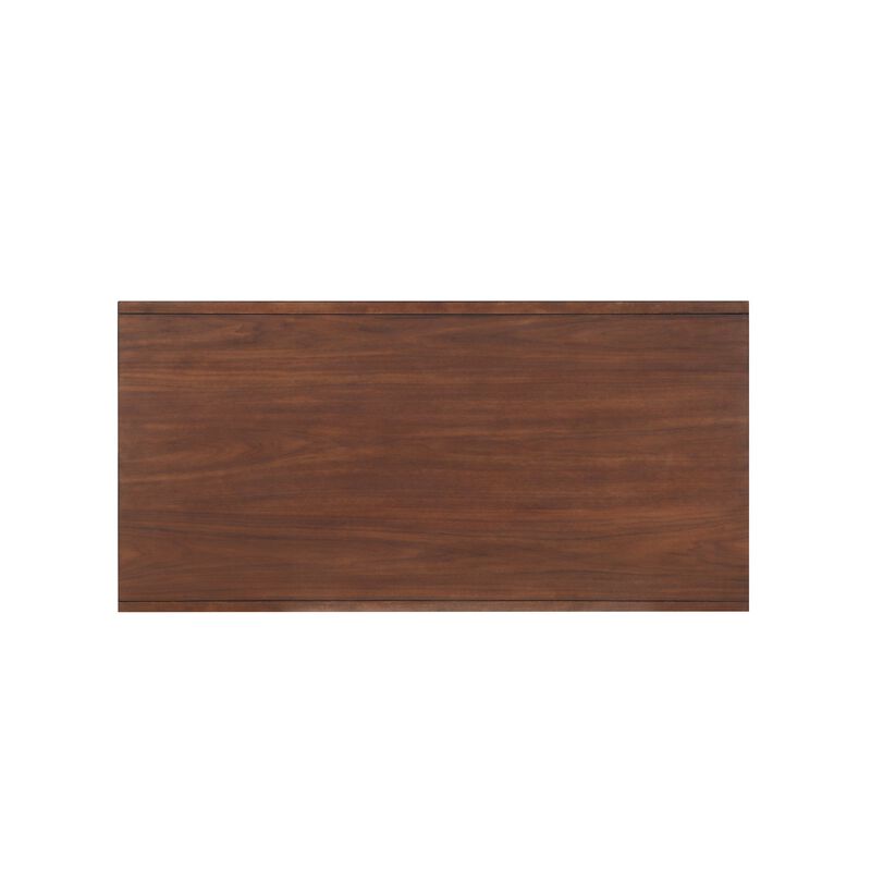 2 Drawer Wooden Coffee Table with Splayed Legs, Walnut Brown-Benzara
