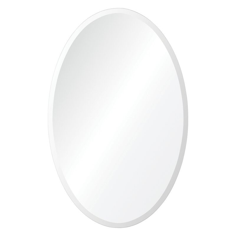 28" Silver Glass Unframed Beveled Oval Wall Mirror