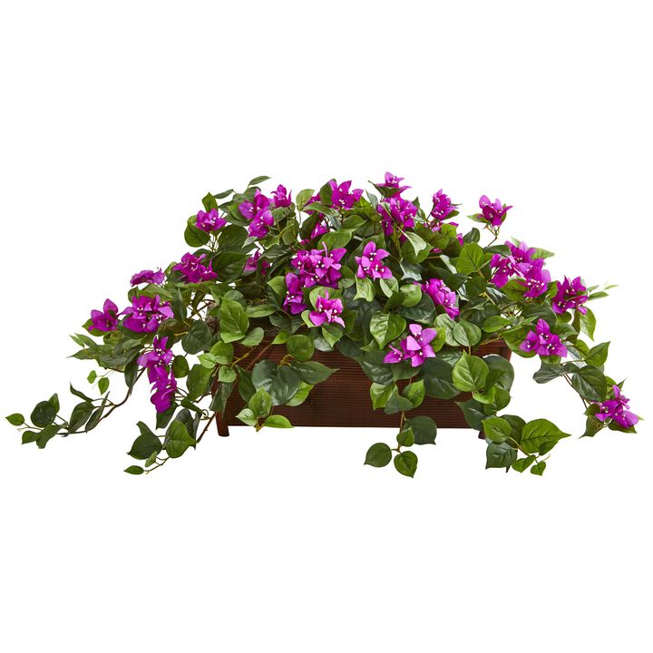 Hivvago Bougainvillea Artificial Plant in Decorative Planter - Purple