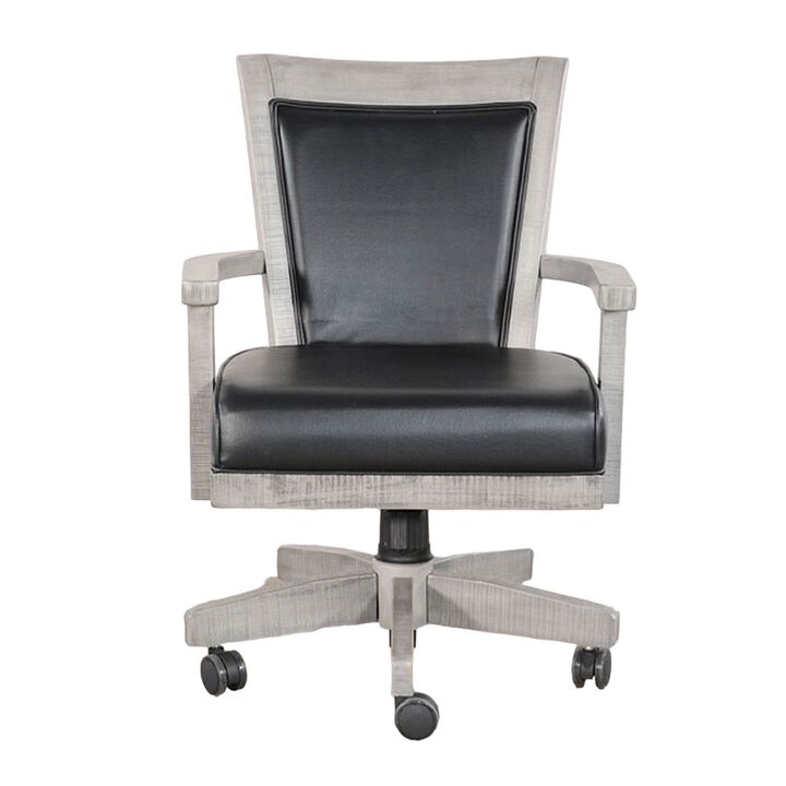 Zeka Game Chair with Wheels, Tilt, Swivel and Gas Lift, Gray Mahogany - Benzara