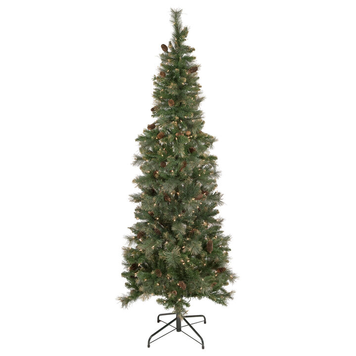 7' Pre-Lit Yorkshire Pine Pencil Artificial Christmas Tree  Clear Lights