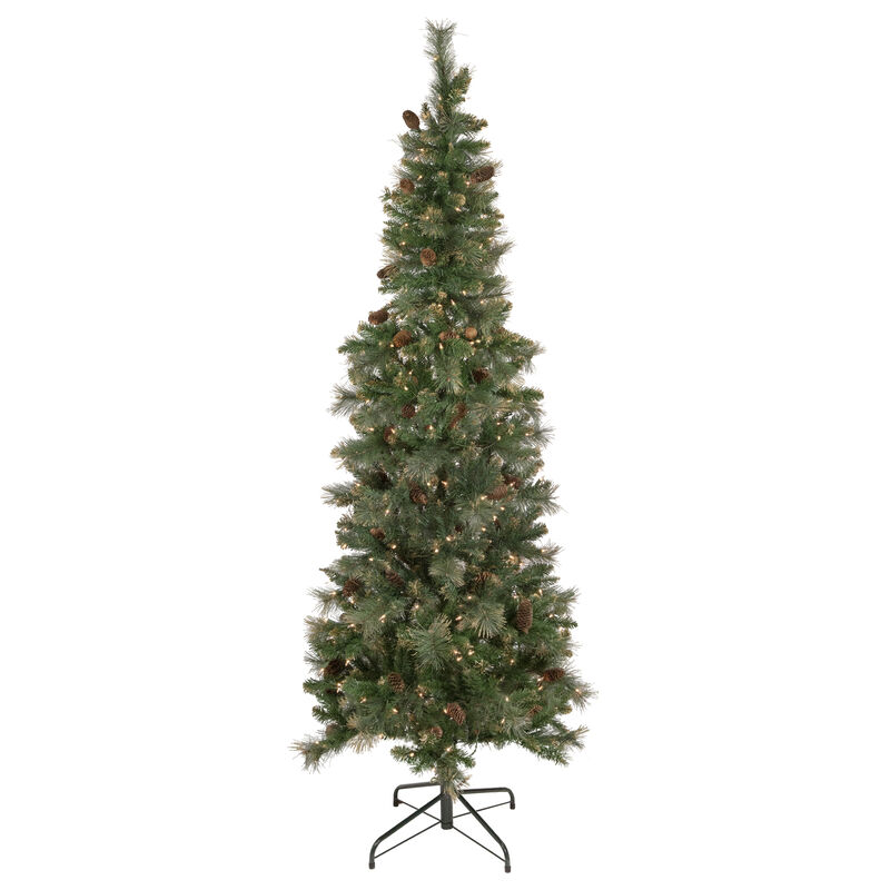 7' Pre-Lit Yorkshire Pine Pencil Artificial Christmas Tree  Clear Lights
