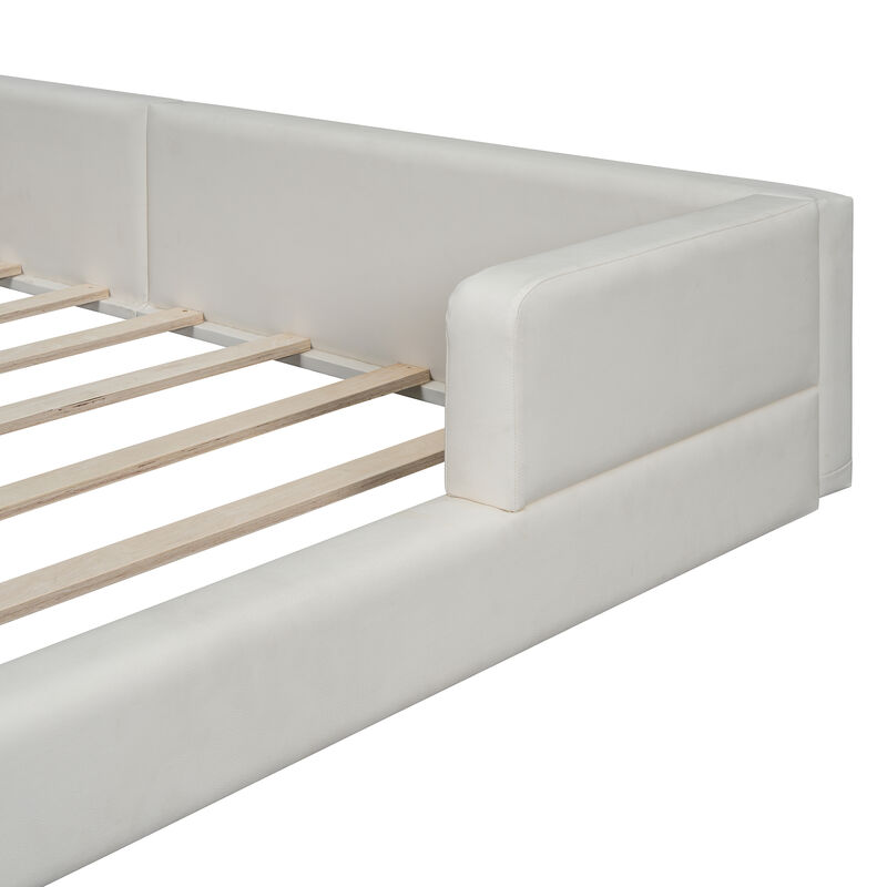 Merax PU Leather Upholstered Platform Bed with 2 Reading Lights