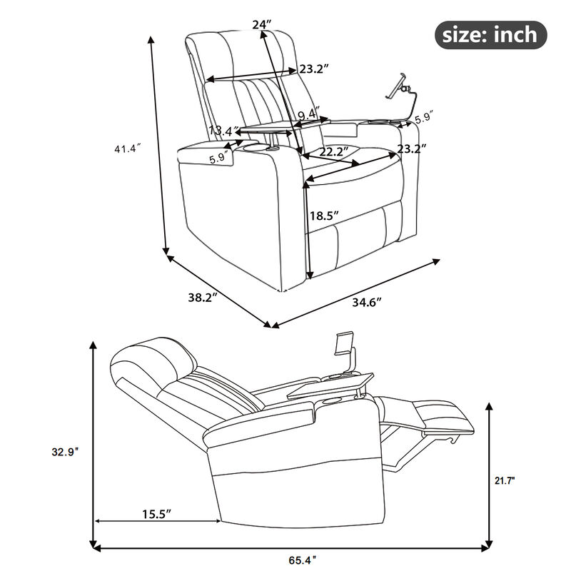Merax Power Swivel Recliner Chair with Cell Phone Holder