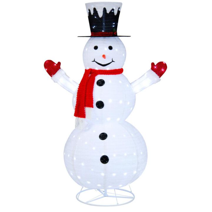 Hivvago 6 Feet Lighted Snowman with Top Hat and Red Scarf-White