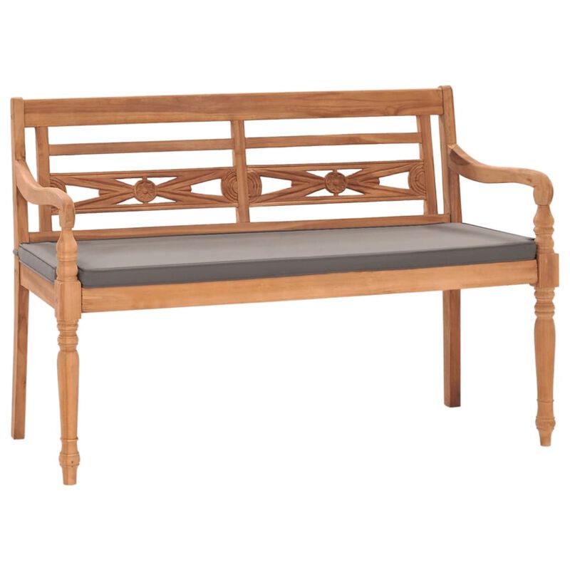 vidaXL Batavia Bench with Dark Gray Cushion 47.2" Solid Teak Wood