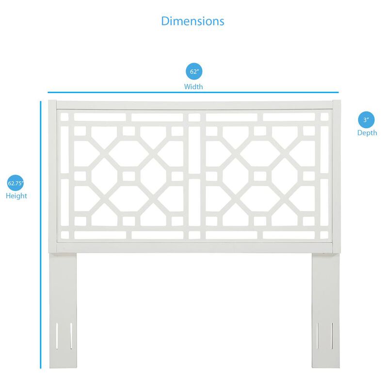Comfort Pointe Thomas Chippendale White Headboard - Queen/Full