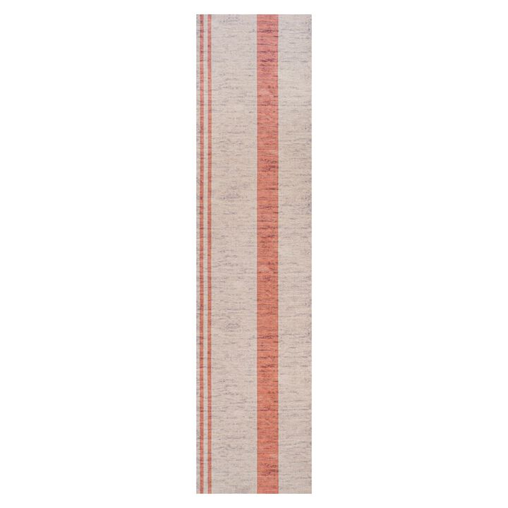 Raita Modern Distressed Stripe Machine Washable Area Rug