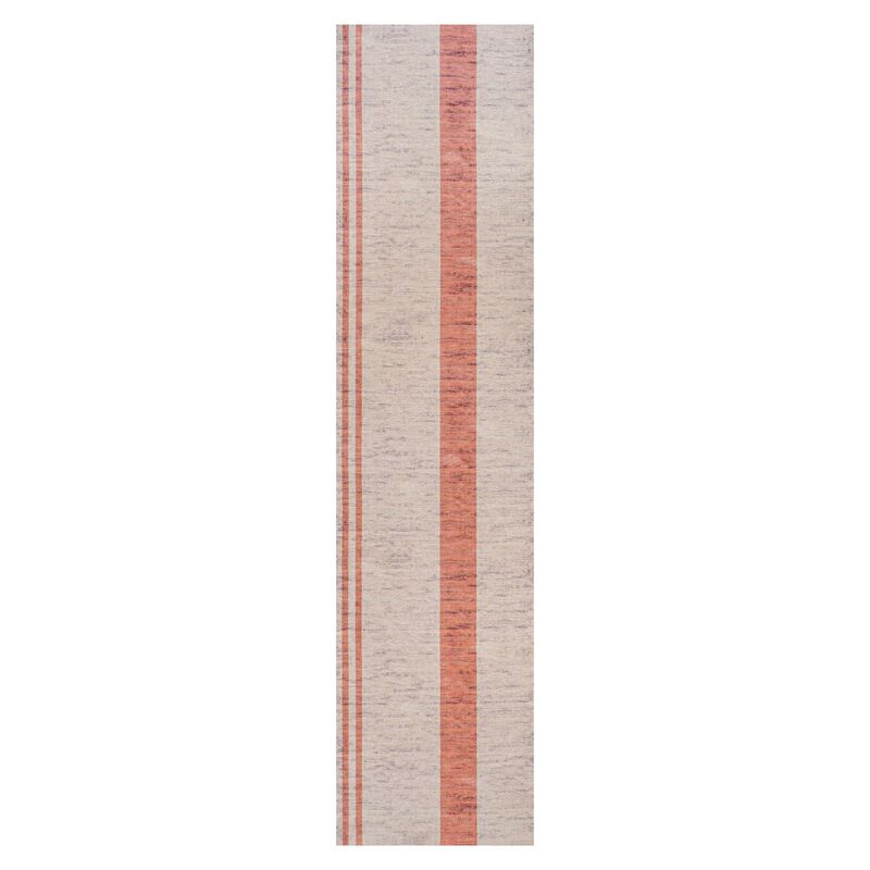 Raita Modern Distressed Stripe Machine Washable Area Rug