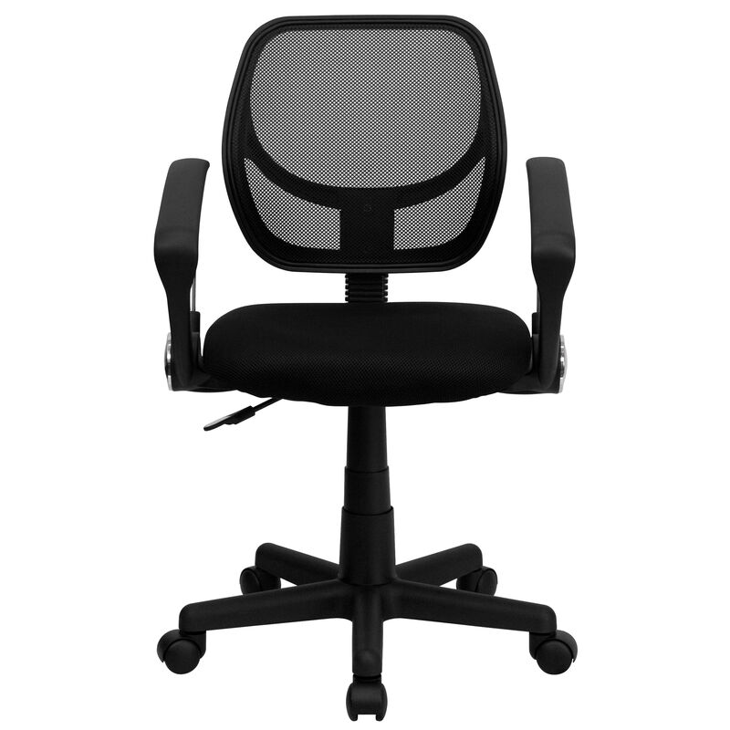 Neri Low Back   Mesh Swivel Task Office Chair with Curved Square Back and Arms