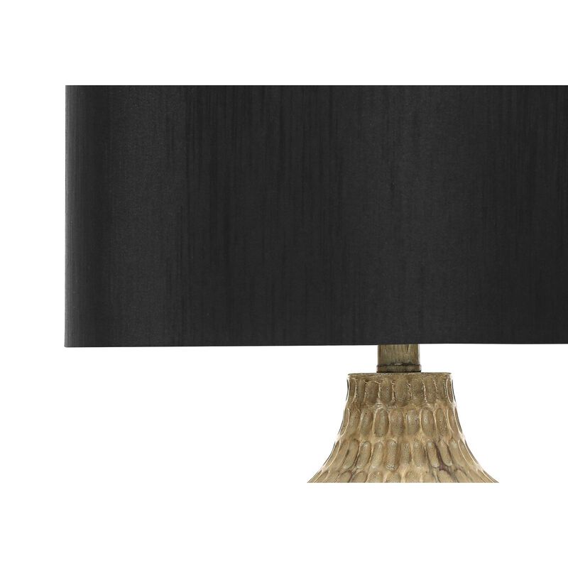 Monarch Specialties I 9606 - Lighting, 25"H, Table Lamp, Black Shade, Brown Resin, Contemporary