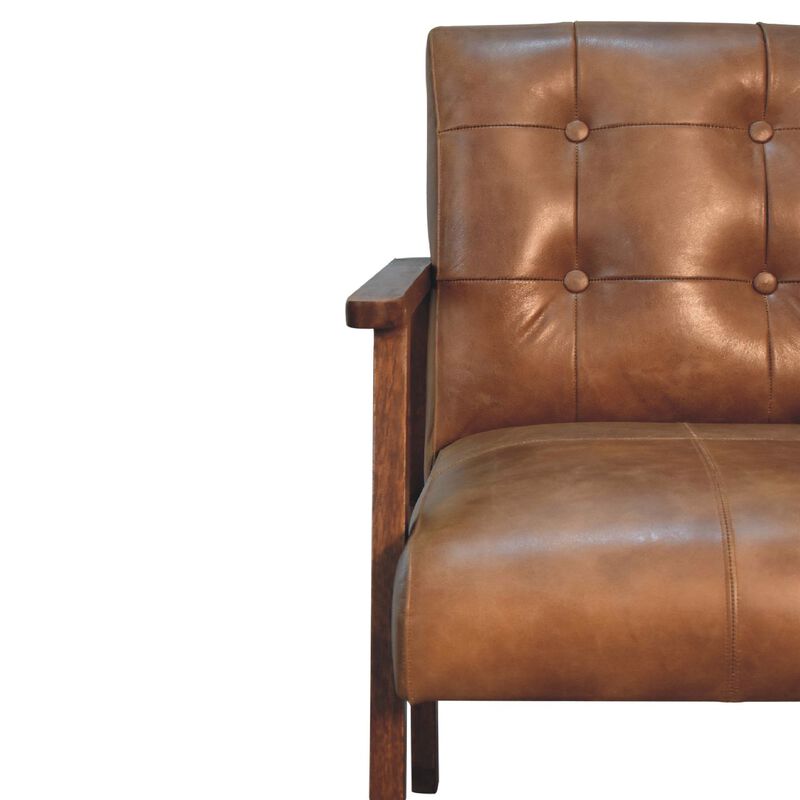 Artisan Furniture Brown Buffalo Leather ChairChestnut Solid Wood