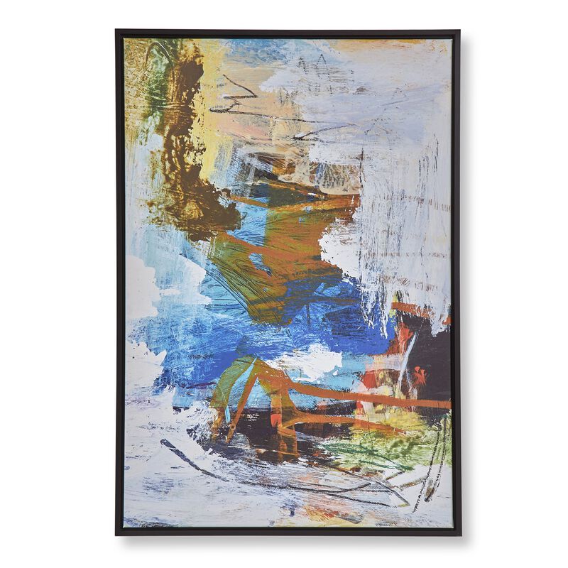 25 x 37 Handcrafted Wall Art Abstract Giclee, Black Frame, Multicolor - Benzara