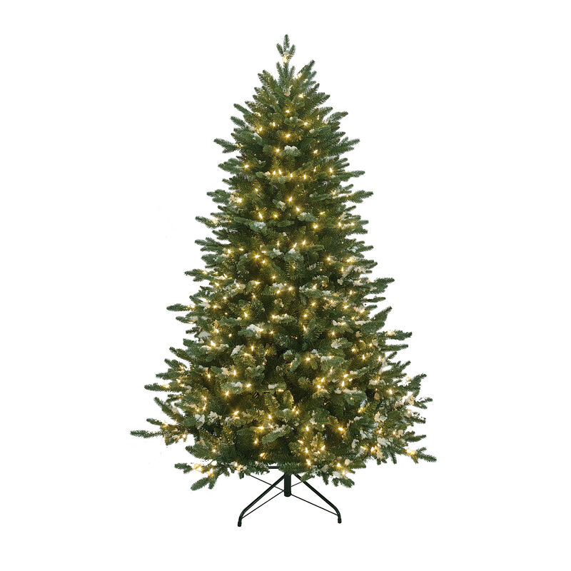 LuxenHome 6Ft Pre-Lit Green Artificial Tree with Frosted Tips