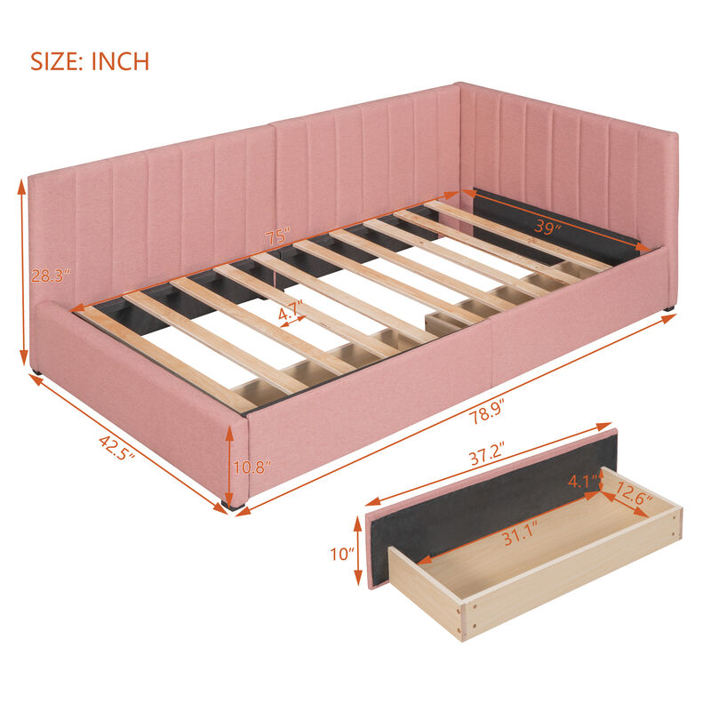 Upholstered Daybed with 2 Storage Drawers