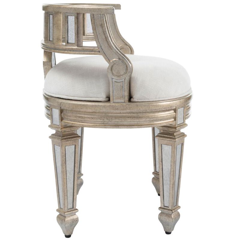 Butler Specialty Company Rebecca Mirrored 21W Vanity Stool, Silver