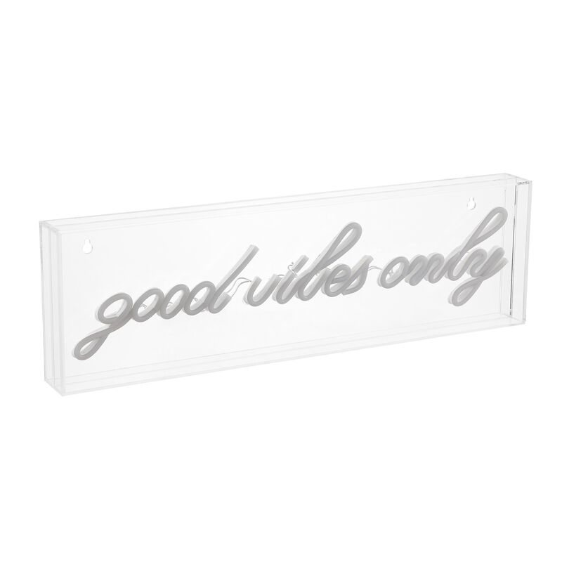 Good Vibes Only 20" X 6" Contemporary Glam Acrylic Box USB Operated LED Neon Light
