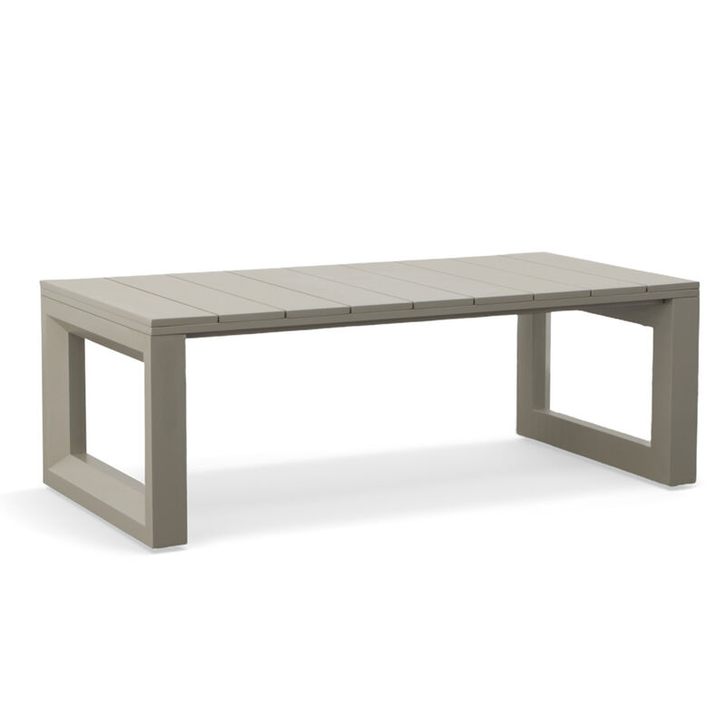 Outdoor Showcase: Contemporary Cocktail Table - Neutral Style, Beveled End Panels, Geodesic Pattern - Rust-Resistant, Scratch & Weather-Resistant Aluminum Frame