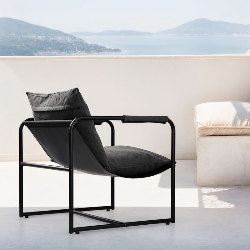 Outdoor Courtyard Iron Sofa with Cushions and Durable Oxford Cloth