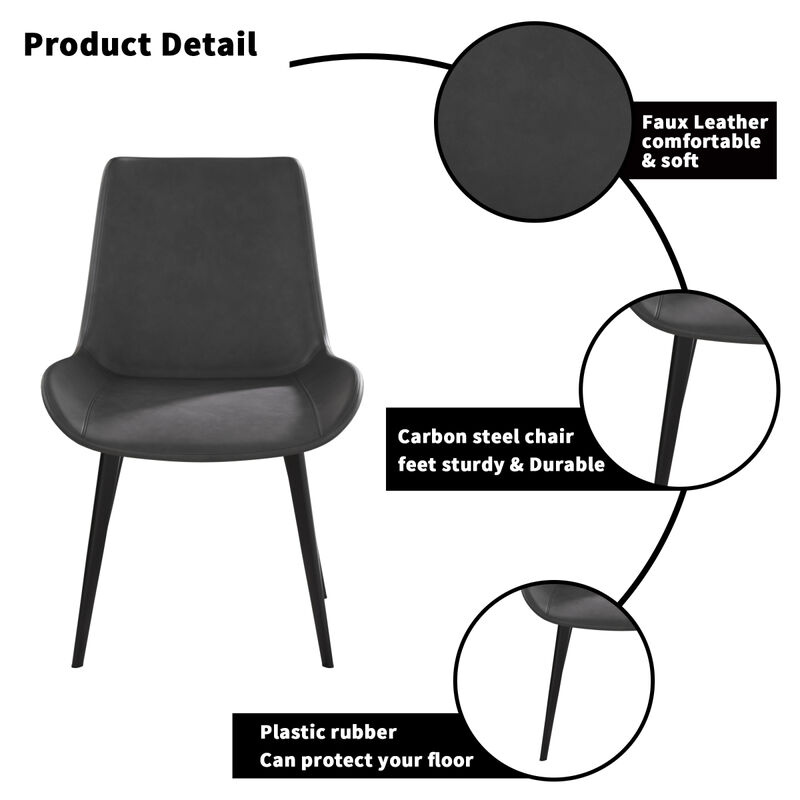 Modern Dining Chair Living Room Black Metal Leg Dining Chair-Grey-4 Pieces/Ctn