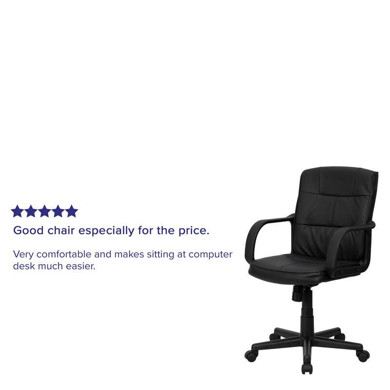 Rider Mid-Back Black LeatherSoft Swivel Task Office Chair with Arms