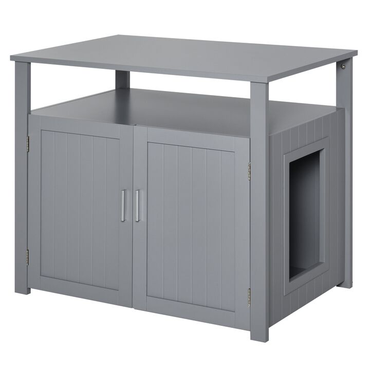 Grey Cat Bathroom Furniture: Wooden Enclosure with Adjustable Wall