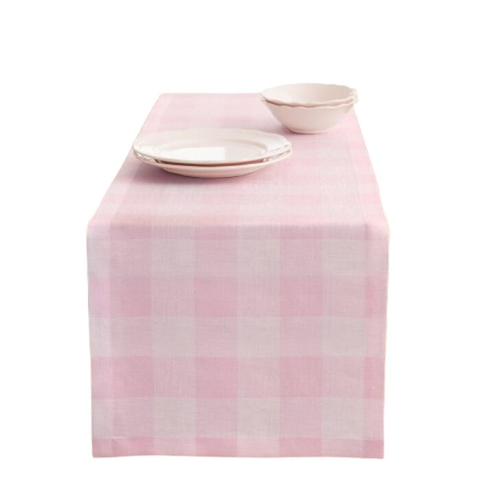 Solino Home 100% Pure Linen Table Runner | Buffalo Check for Thanksgiving, Christmas